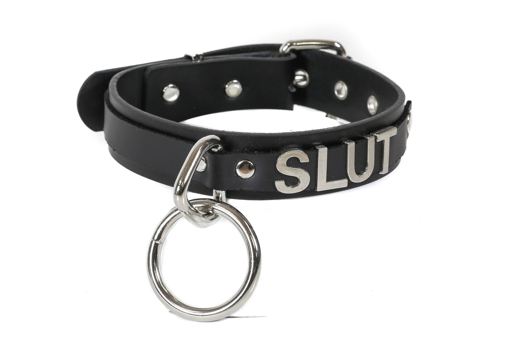 BONDAGE COLLAR  STAINLESS STEEL LETTER WORDS ID NAME CHOKER