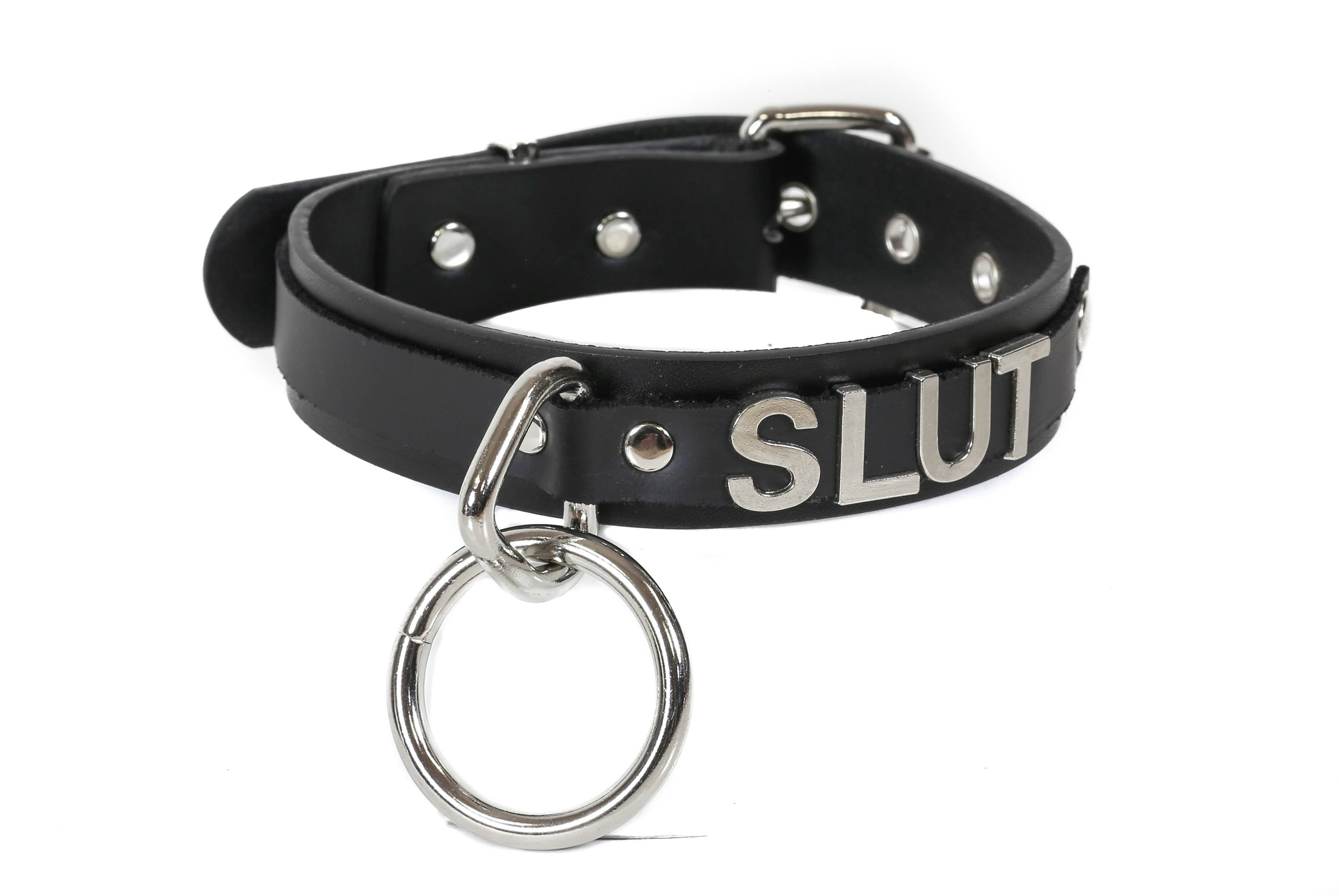 BONDAGE COLLAR  STAINLESS STEEL LETTER WORDS ID NAME CHOKER
