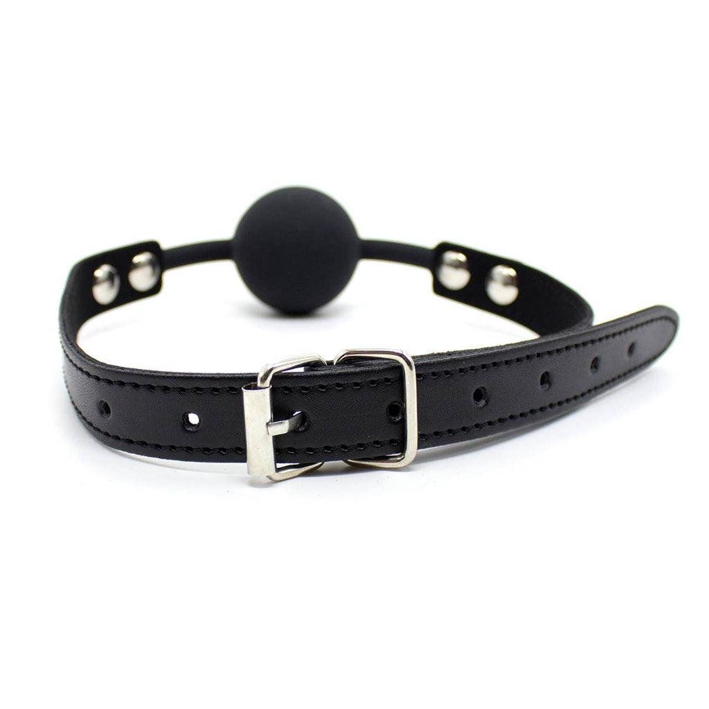 Ball Gag - Silicone Comfort Ball - Black with Red