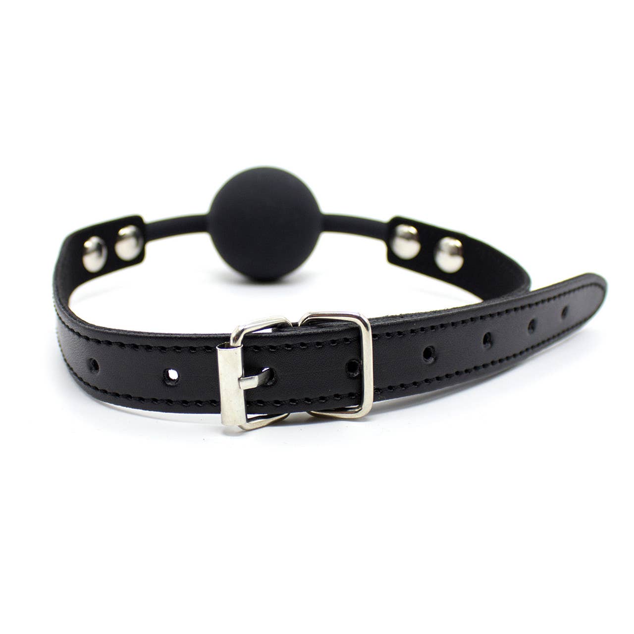 Ball Gag - Silicone Comfort Ball - Black with Red