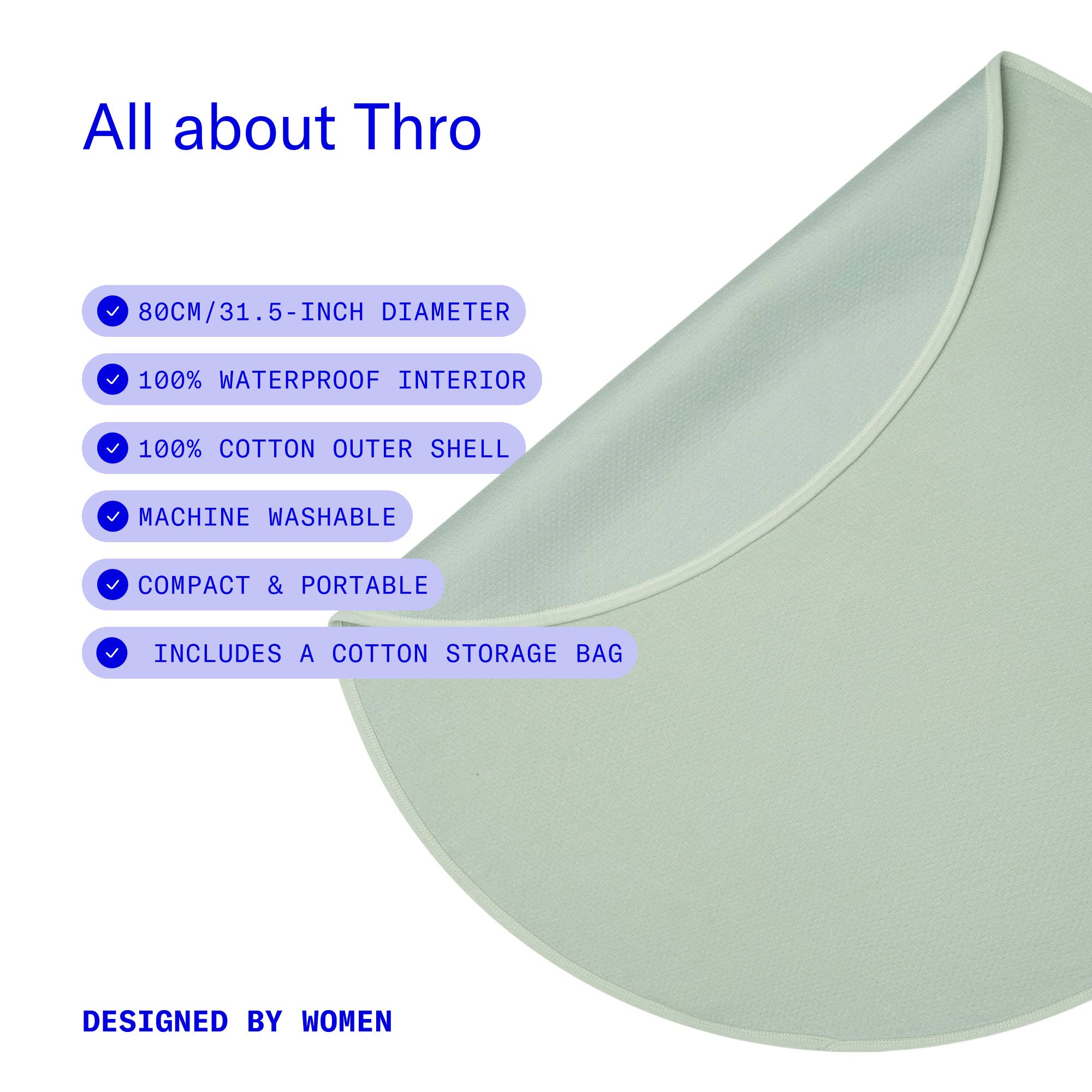 Thro Waterproof Play Blanket – Sage (Protective & Cozy)