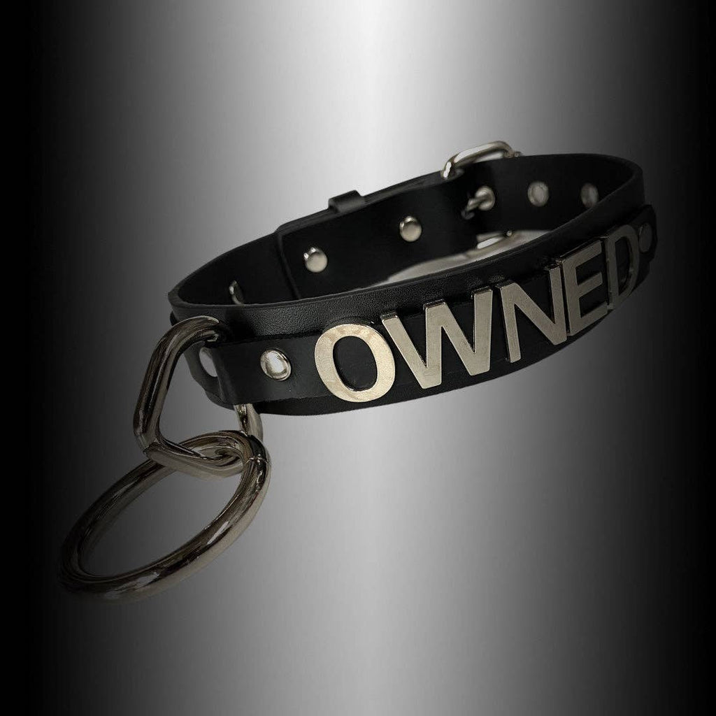 BONDAGE COLLAR  STAINLESS STEEL LETTER WORDS ID NAME CHOKER