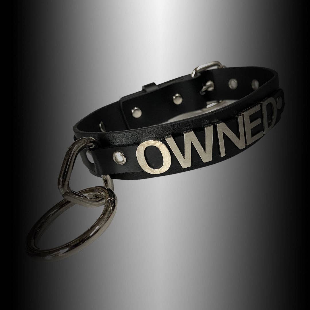BONDAGE COLLAR  STAINLESS STEEL LETTER WORDS ID NAME CHOKER