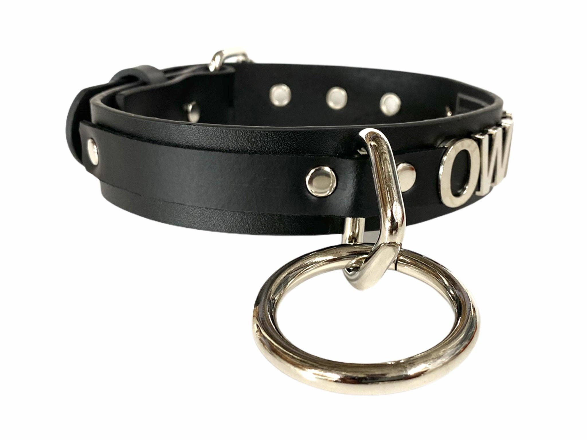 BONDAGE COLLAR  STAINLESS STEEL LETTER WORDS ID NAME CHOKER