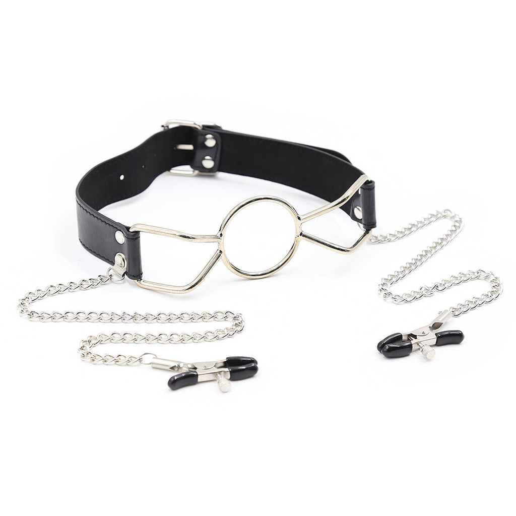 Ball Gag - Spider Gag with Adjustable Nipple Clamps