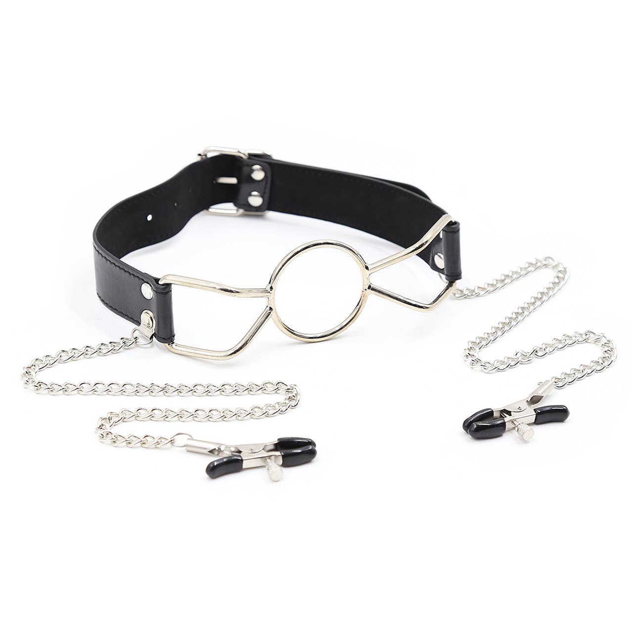 Ball Gag - Spider Gag with Adjustable Nipple Clamps