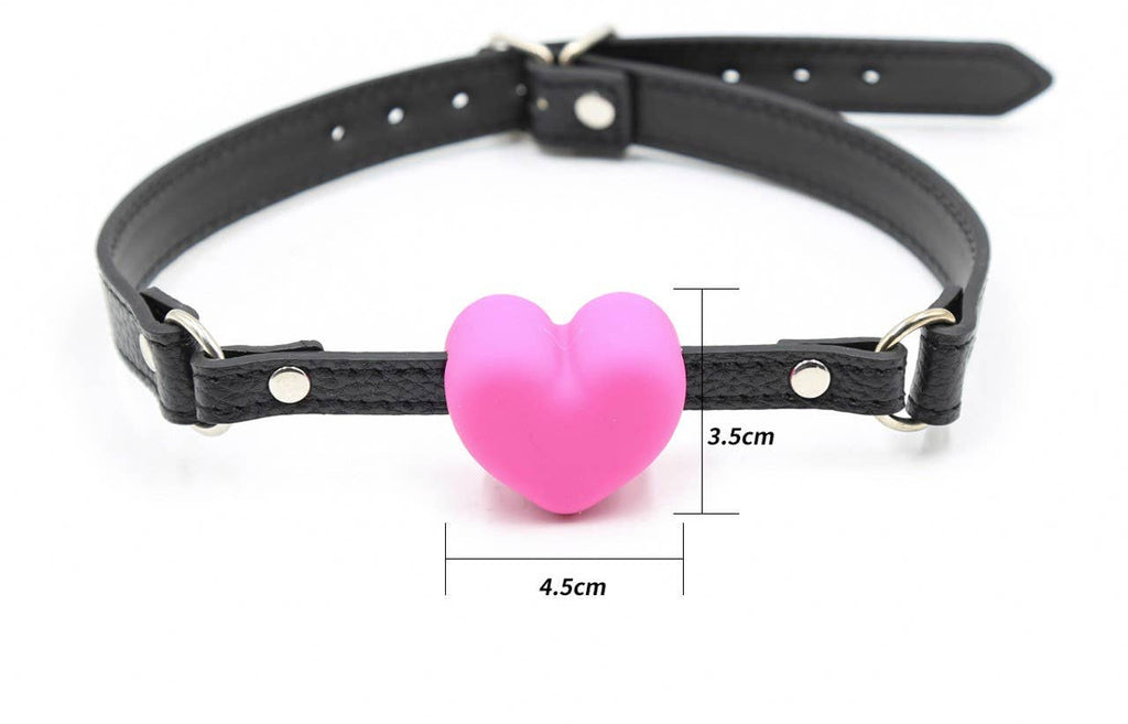 Ball Gag Pink - Silicone Heart Ball Gag