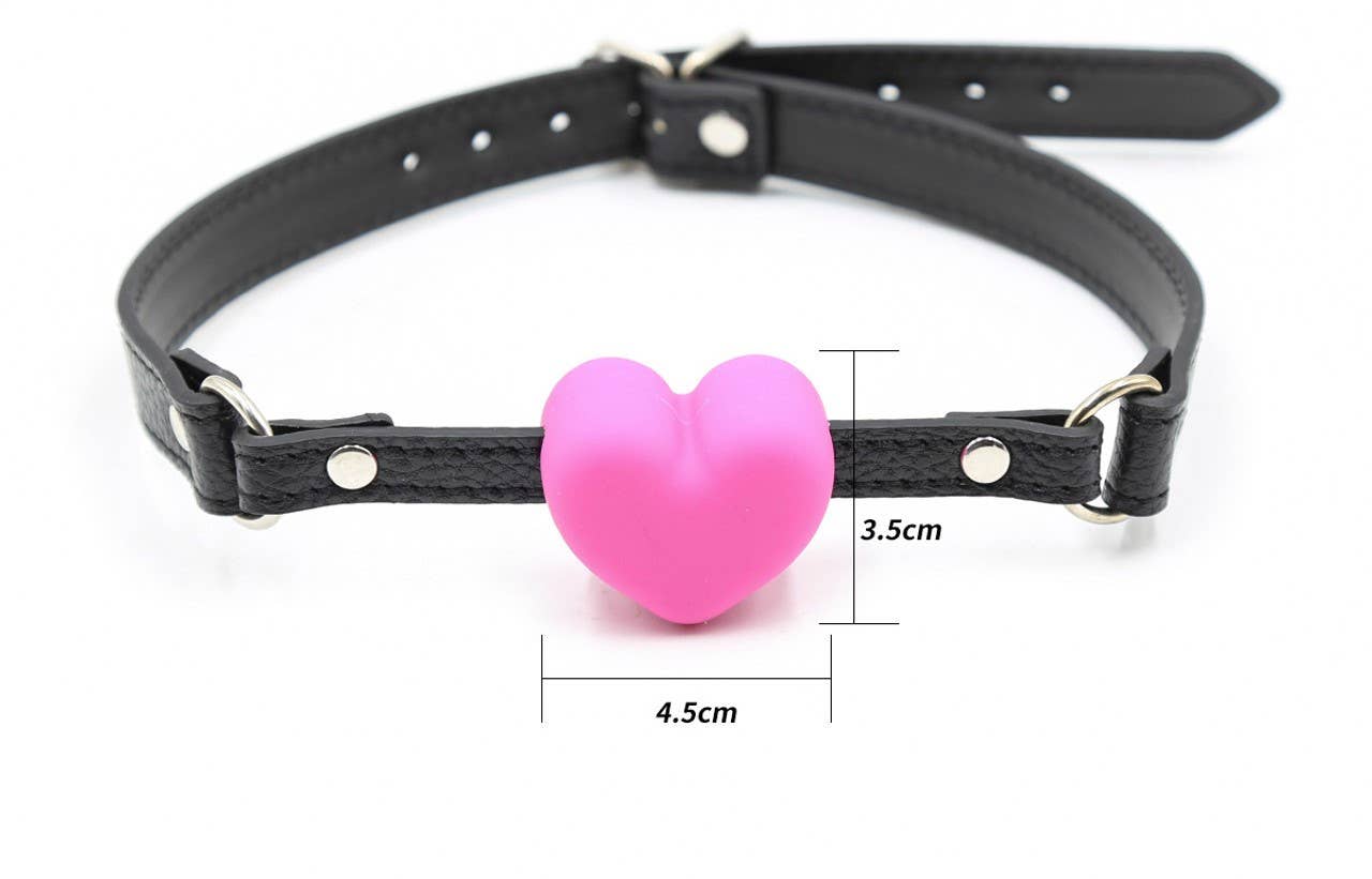 Ball Gag Pink - Silicone Heart Ball Gag