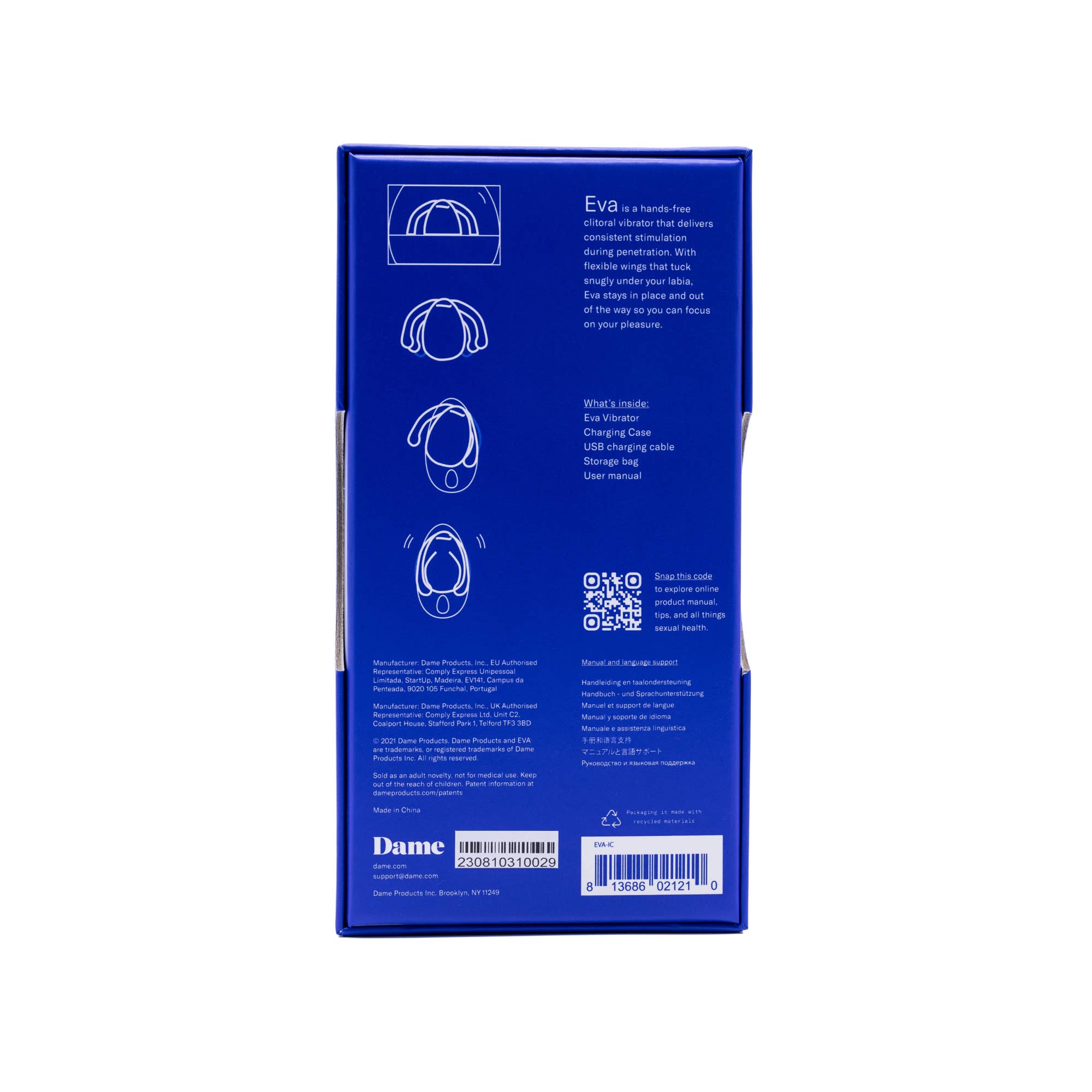 Eva Hands-Free Couples Vibrator – Waterproof (Ice)