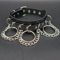 GENUINE LEATHER  1 3/4" WIDE CHAIN RING BONDAGE CHOKER