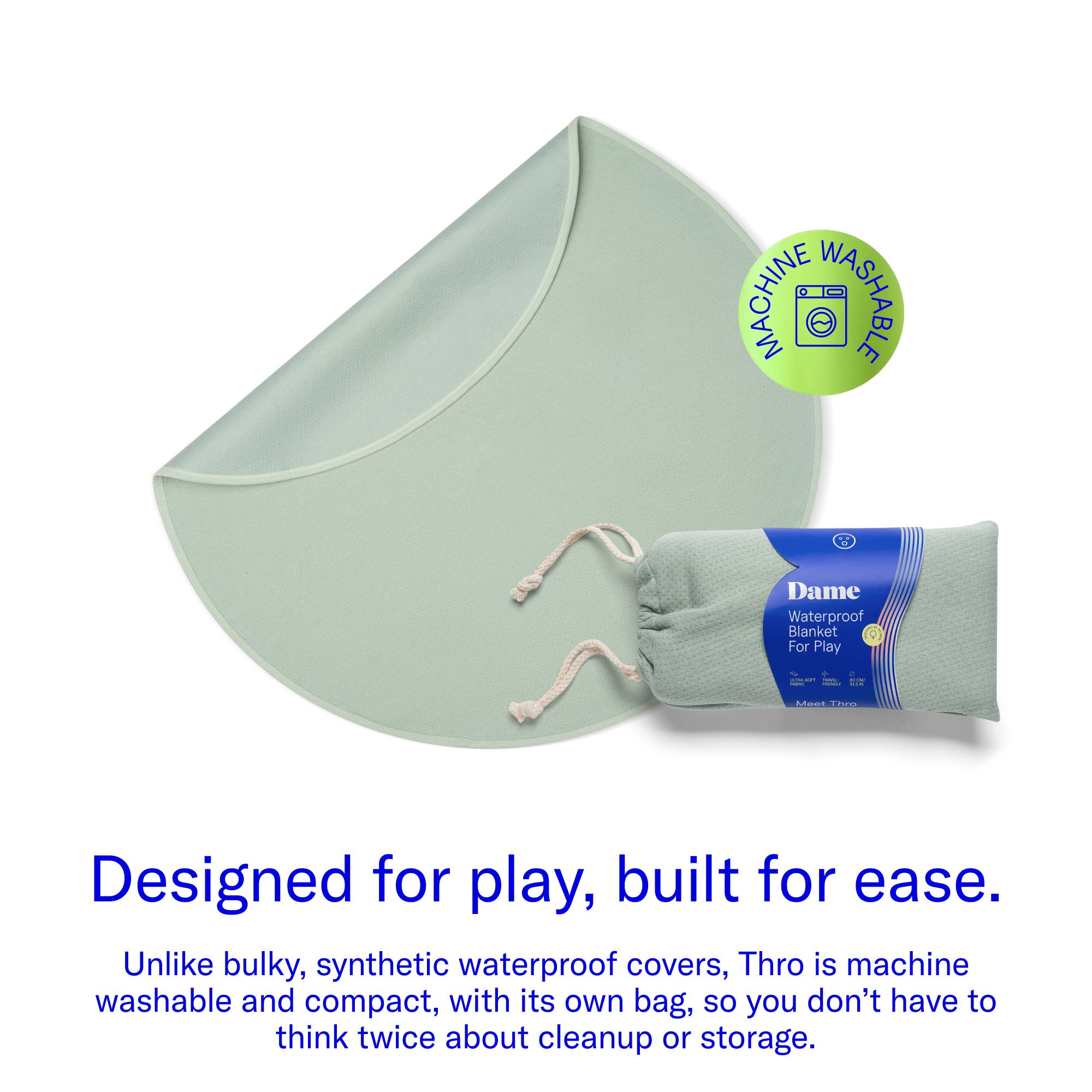 Thro Waterproof Play Blanket – Sage (Protective & Cozy)