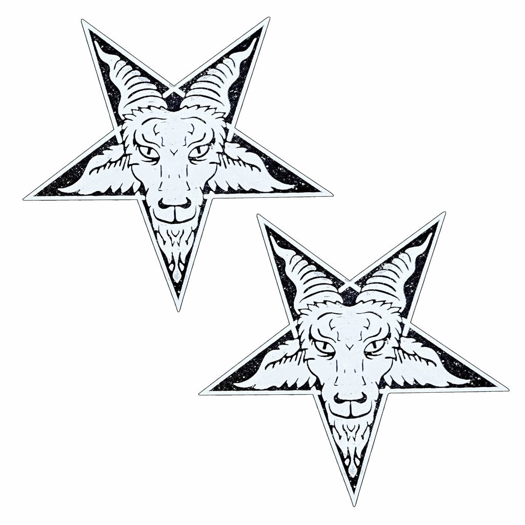 Hellhorned Hex Goat White Glitter Nipple Cover Pasties