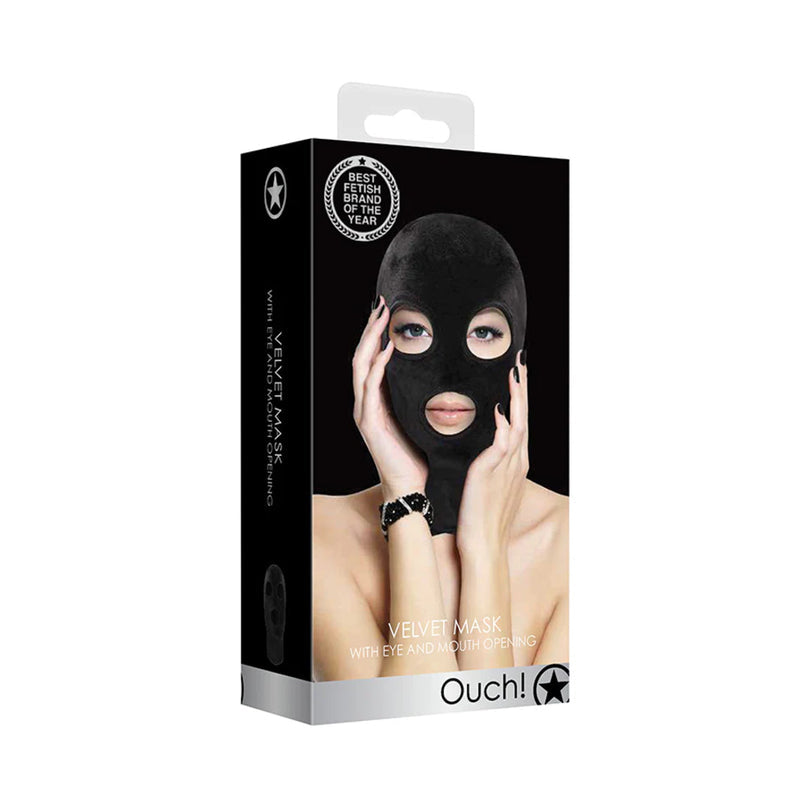 Velvet Full-Head Mask With Eye and Mouth Opening Black