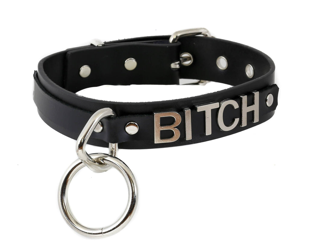 BONDAGE COLLAR  STAINLESS STEEL LETTER WORDS ID NAME CHOKER