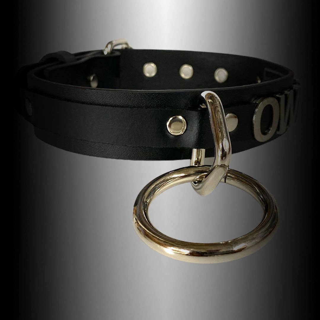 BONDAGE COLLAR  STAINLESS STEEL LETTER WORDS ID NAME CHOKER
