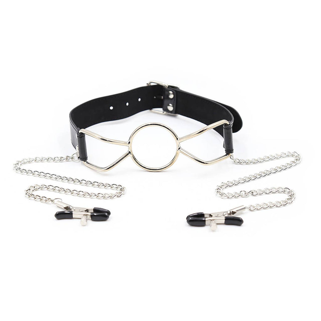 Ball Gag - Spider Gag with Adjustable Nipple Clamps