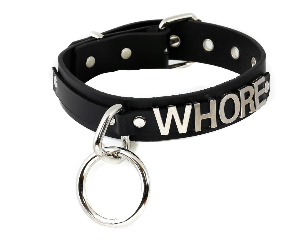 BONDAGE COLLAR  STAINLESS STEEL LETTER WORDS ID NAME CHOKER