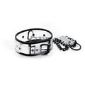 Collar Clear D-Ring Collar with Blk Piping with Leash