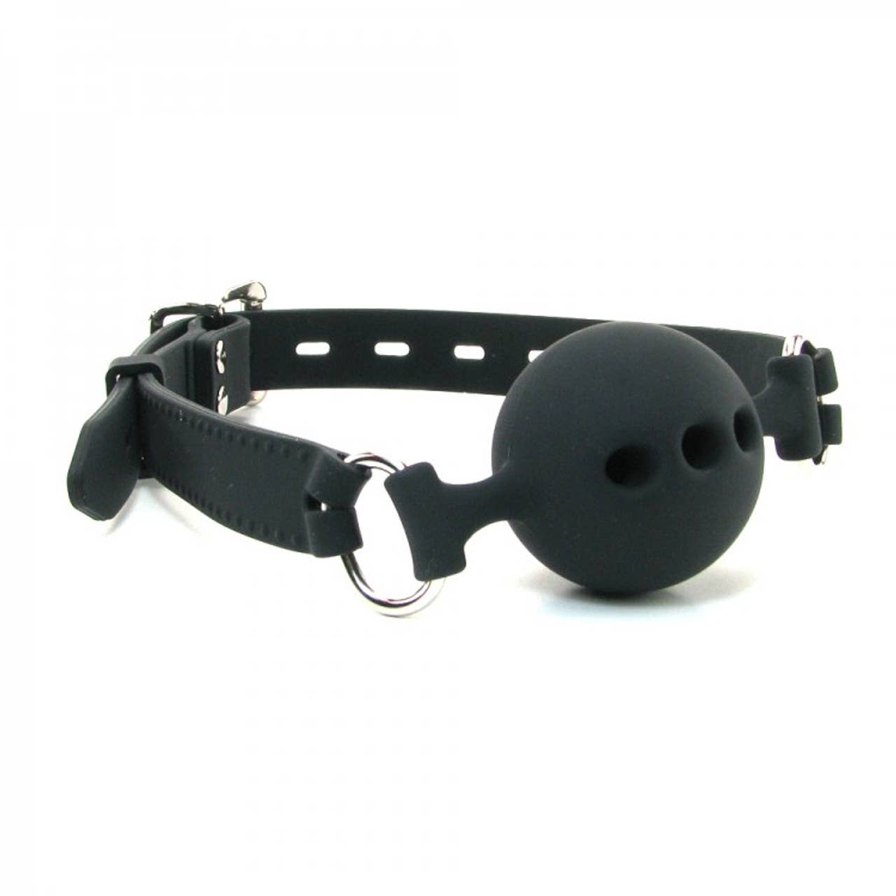 Breathable Ball Gag - Black Silicone - Size Small
