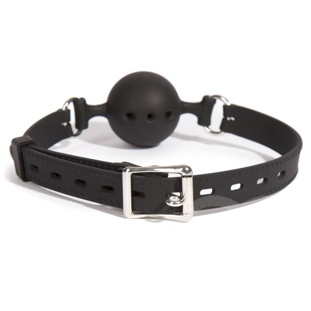 Breathable Ball Gag - Black Silicone - Size Small
