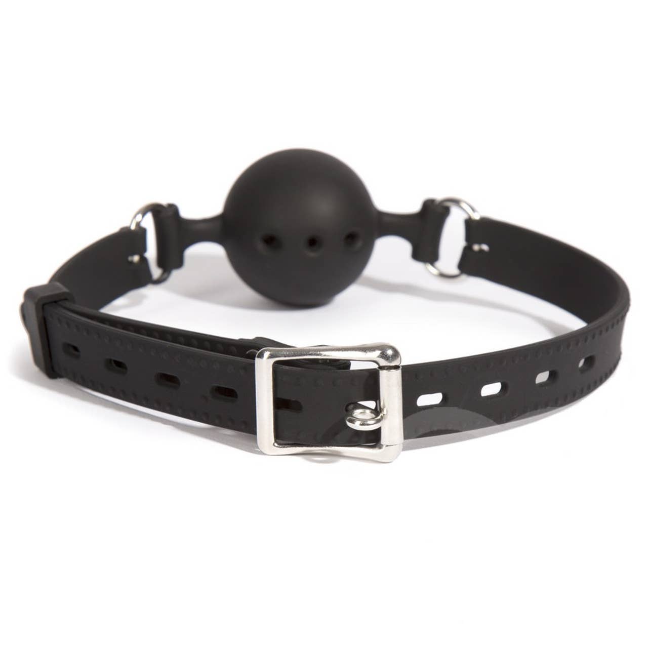 Breathable Ball Gag - Black Silicone - Size Small